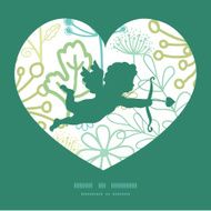 Vector mysterious green garden shooting cupid silhouette frame pattern invitation N2