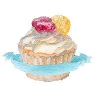 Watercolor hand drawn cupcake eps10