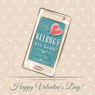 valentine card with smartphone vector N2