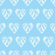 Blue wicker hearts seamless vector print