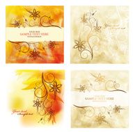 set of abstract floral backgrounds