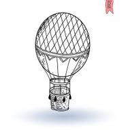 Steampunk vintage hot air balloon hand drawn vector illustration N5