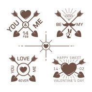 Love day one color labels with crossed arrows