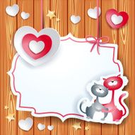 Valentine card with heart and lovely cats
