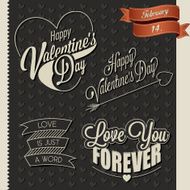Happy Valentine&#039;s Day lettering in vintage styled design N3