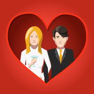 Happy bride and groom in love flat illustration