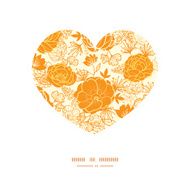 Vector golden art flowers heart silhouette pattern frame