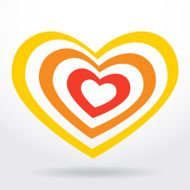 Red orange heart on white background Valentines day wedding card N2