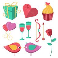Saint Valentine Day objects set
