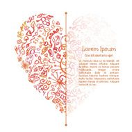 Watercolor doodle isolated heart Valenine's card template N2