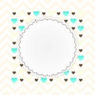 Valentine greeting card with hearts on a yellow background