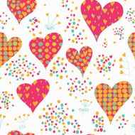 Cartoon hearts and circles seamless pattern Valentines day card