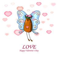 Valentine card with female fly