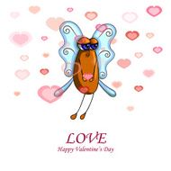 Valentine card with a fly male