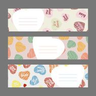 Set of Valentine&#039;s Day horizontal banners Hearts ornament Vector illustrations