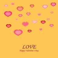 Card with hearts on the Day of St Valentine