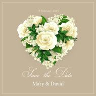 Wedding invitation with a heart of flowers Vector illustration