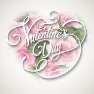 Valentine&#039;s Day card with beautiful roses Vector illustration