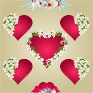 Seamless texture heart with jasmine gold vector