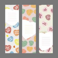 Set of Valentine&#039;s Day vertical banners Hearts ornament Vector Illustration