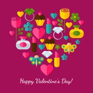Happy Valentine`s Day greeting card Set of flat icons N2