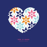 Vector abstract colorful stars heart silhouette pattern frame N2