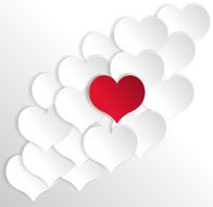 Paper hearts background with alone red heart Vector concept illustration