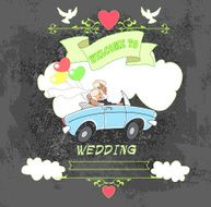 groom and bride car black N2