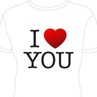 Vector label &quot;I love you&quot; Red heart and black lettering