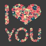 Grunge heart with text I love you Vector illustration N2