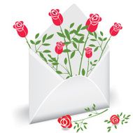 Open envelope with flower rose Love mail