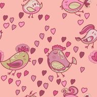 Valentine pattern with hearts birds
