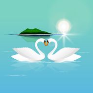 Happy Valentines Day celebration with swans