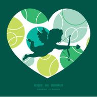 Vector abstract green circles shooting cupid silhouette frame pattern invitation N2