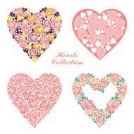 Wedding floral hearts set Design elements for wedding card decoration