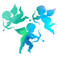 watercolor silhouette of an angel watercolor painting on white background N26