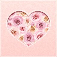 Valentine&#039;s day pink card with roses Vector eps-10