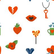 Romantic Seamless with Symbols of Valentine&#039;s Day N7