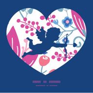 Vector pink flowers shooting cupid silhouette frame pattern invitation greeting N2