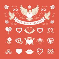 Valentines Day or Wedding Vintage Objects Vector and symbols Set N2