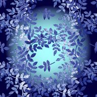 beautiful blue watercolor pattern with leaves