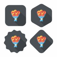 Valentine&#039;s Day flower flat icon with long shadow eps10 N89