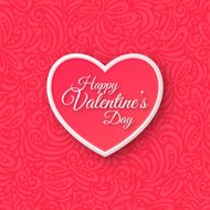 Valentines Day Greeting Card on Seamless Ornate Background