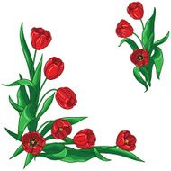 Red tulips bouquet frame