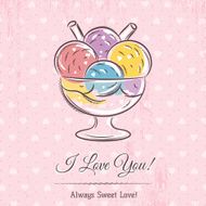 valentine card with ice cream and wishes text vector