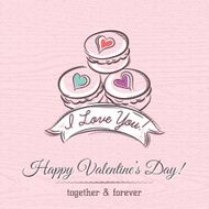 valentine card with macaroni and wishes text vector