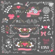 Holiday love template set Floral decor border arrow