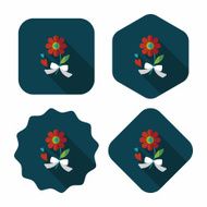 Valentine&#039;s Day flower flat icon with long shadow eps10 N90