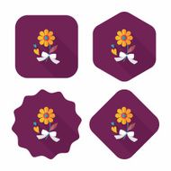 Valentine&#039;s Day flower flat icon with long shadow eps10 N91