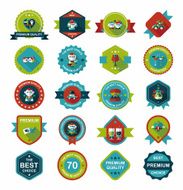Wedding badge banner flat design background set eps10 N40